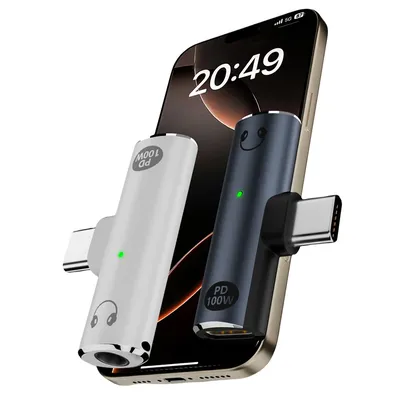 2-in-1 USB Typ C auf 3,5 mm Kopfhörer- und Ladegerät-Adapter PD 100 W Audio-Aux-Adapter Typ C-Adapter für Xiaomi Huawei iPhone 15 16