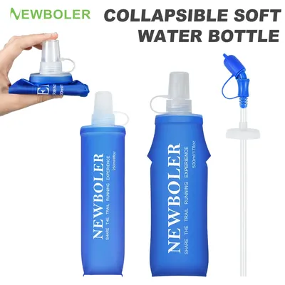 NEWBOLER 250ml 500ml Water Bottle TPU Folding Soft Flask Sport Water Bottle Water Bag Collapsible Water Bottle Running Camping