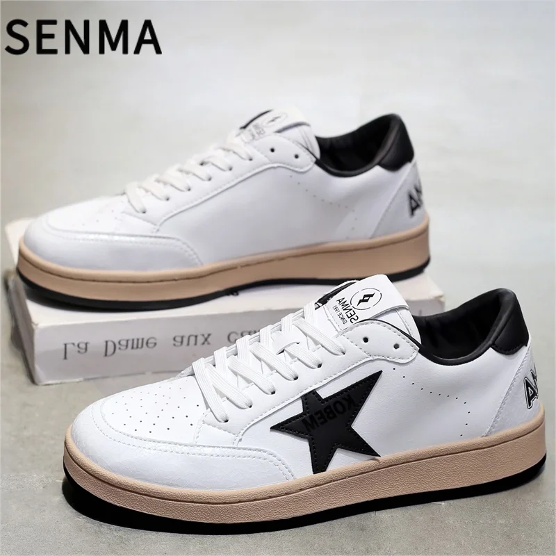 SENMA Herrenschuhe Damen Freizeitschuhe Boardschuhe Leder Version 2025, neue vielseitige erhöhte weiße Turnschuhe Tennisschuhe