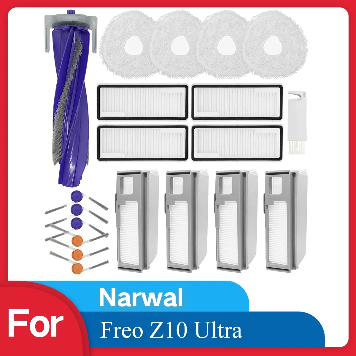 Zubehör Ersatzteile für Narwal Freo Z10 Ultra/Freo Z10 Roboterstaubsauger, Hauptbürste Hepa-Filter Wischtücher Image