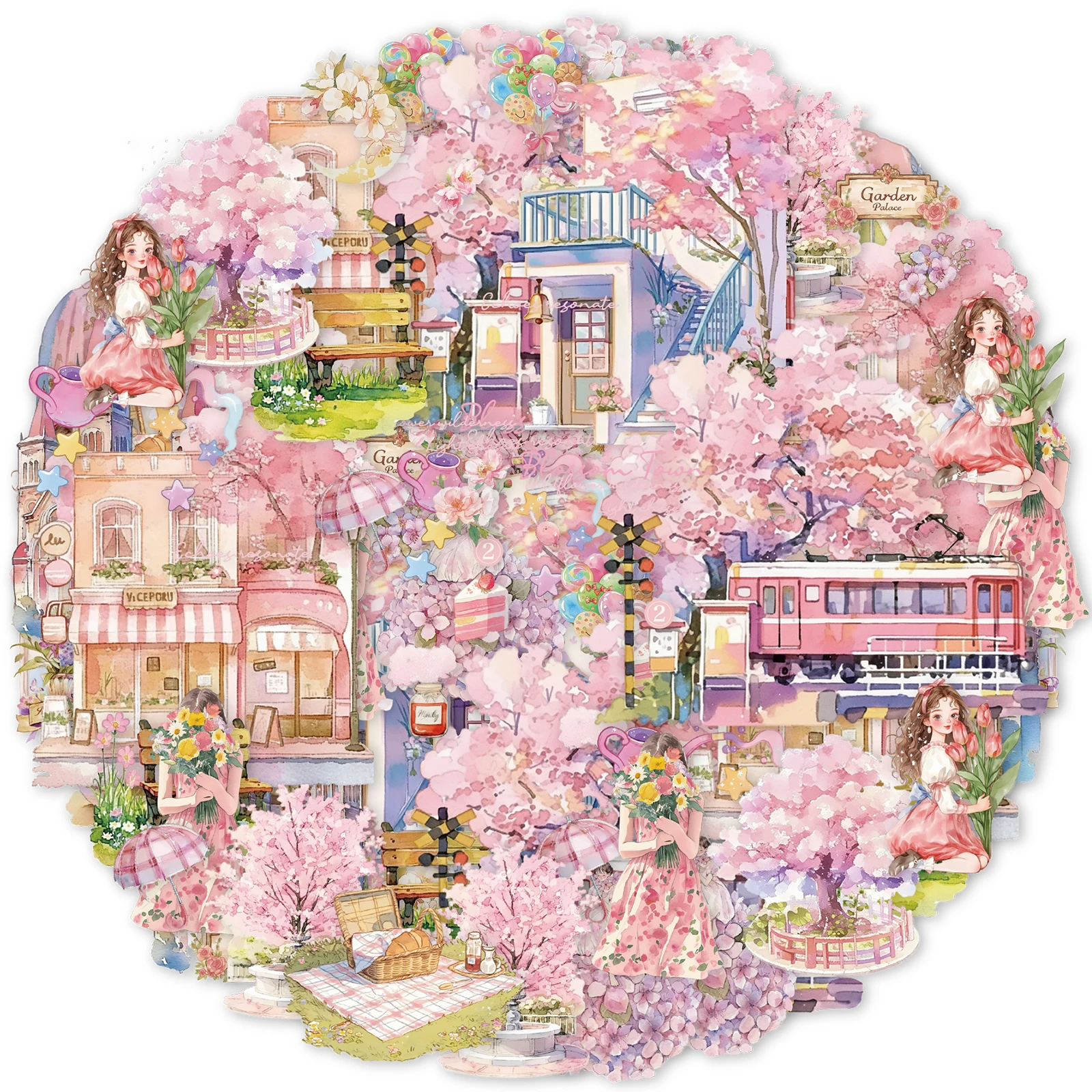 1 Stück First Love Kirschblüten-Charakter-PET-Klebeband-Aufkleber, ästhetisch, für Laptop, Gepäck, Aufkleber, Scrapbooking, Zimmer, Dekoration Image