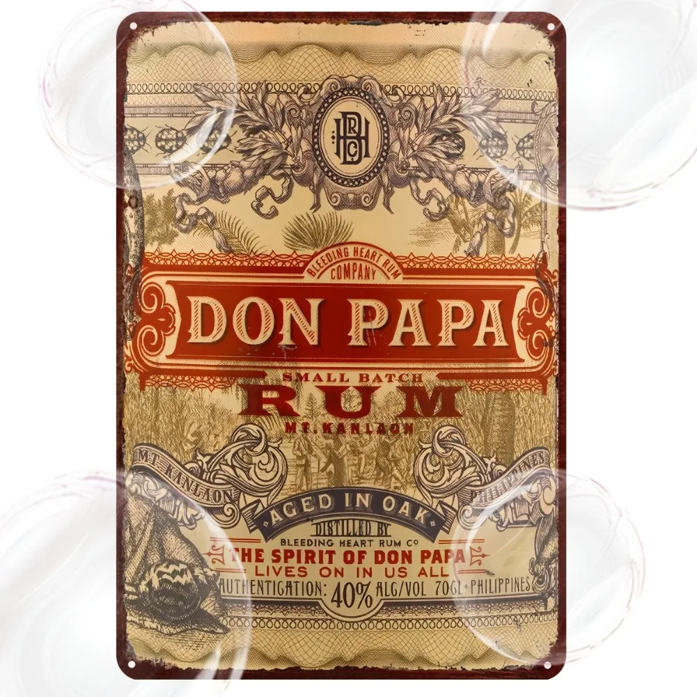 1 Stück 20 x 30 cm 2D Flat Don Papa Rum Metallschild – antikes tropisches Poster, rustikales Dekor für Zuhause, Bar/Restaurant Image