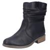 Winterboots RIEKER, Damen, Gr. 40 (6,5), schwarz, Lederimitat, unifarben, casual, Schuhe, Winterstiefelette, Blockabsatz, Warmfutter, geraffter slouchy Schaft, Topseller