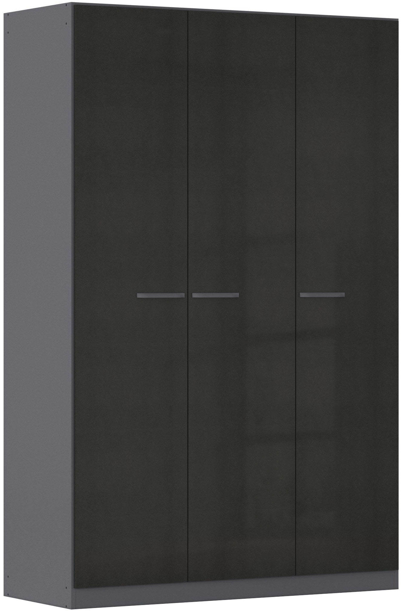 Drehtürenschrank RAUCH "Kleiderschrank Schrank Garderobe TOPSELLER OTELI inkl. Inneneinteilung", graumetallic, hochglanz effektgrau, B:136cm H:210cm T:54cm, Holzwerkstoff, Schränke, mit zusätzlichen Einlegeböden, optional mit Spiegel MADE IN GERMANY Image