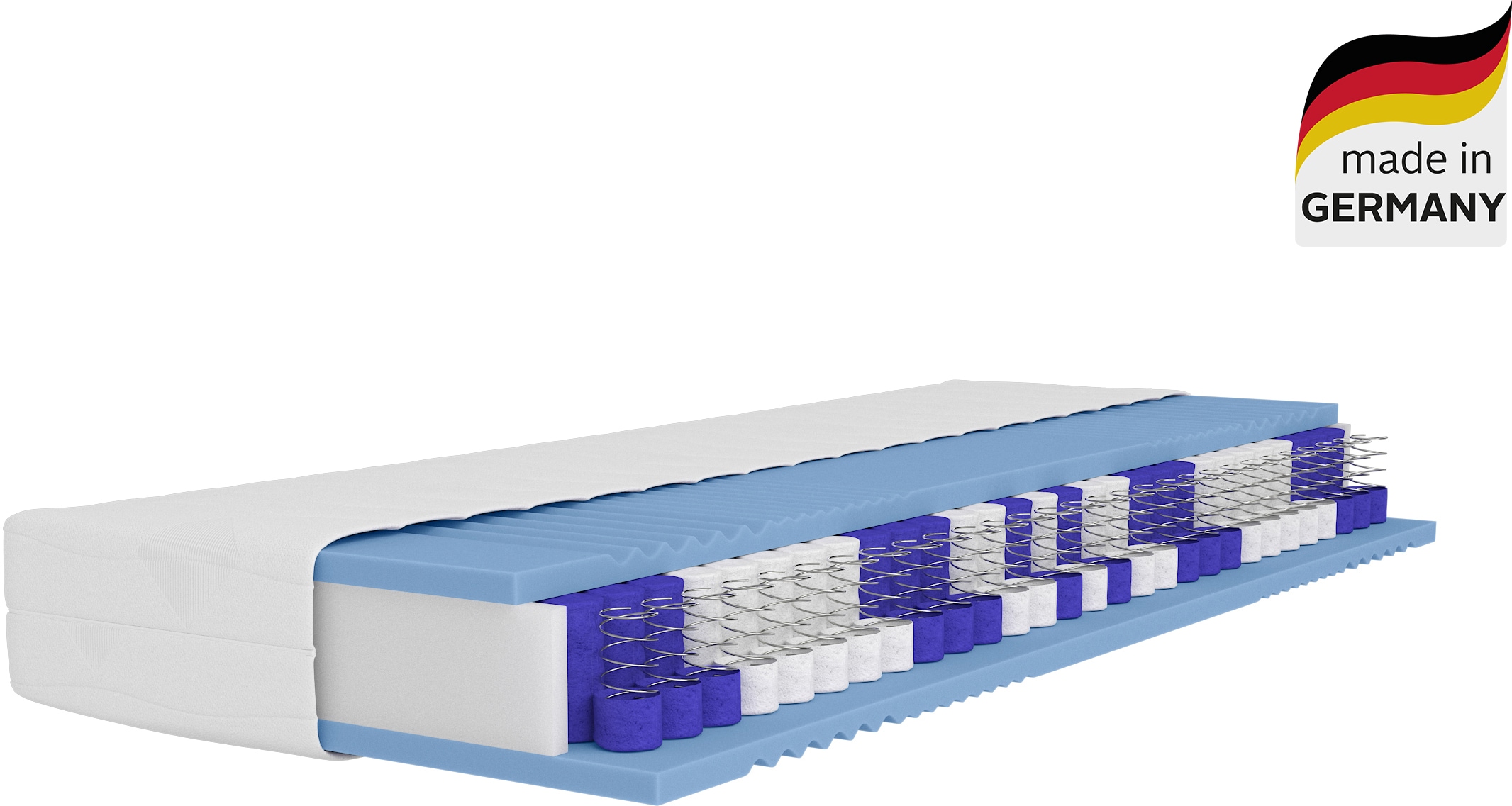 Taschenfederkernmatratze ÄLGDRÖM "NEUHEIT: Lasse, 7 Zonen Matratze 90x200, 140x200 cm, langlebige Qual.", weiß, B:140cm H:22cm L:200cm, Bezug: 100% Polyester. Steppfüllung: 100% Polyester, Matratzen, Taschenfederkernmatratze, Matratze H2, H3 & H4,...