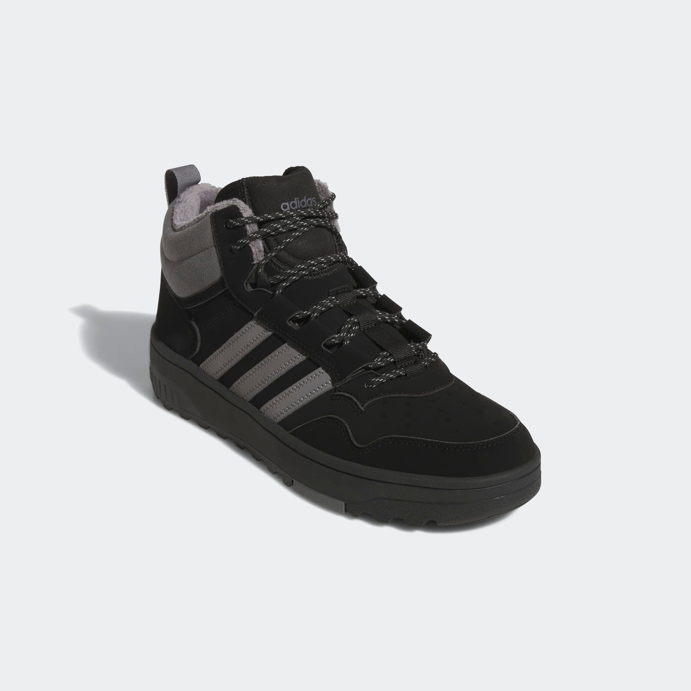 Winterboots ADIDAS SPORTSWEAR "HOOPS 4.0 MID", Damen, Gr. 42, schwarz (core schwarz, grau four, core schwarz), Synthetik, Schuhe, Winterschuhe, Winterstiefel, Snowboots