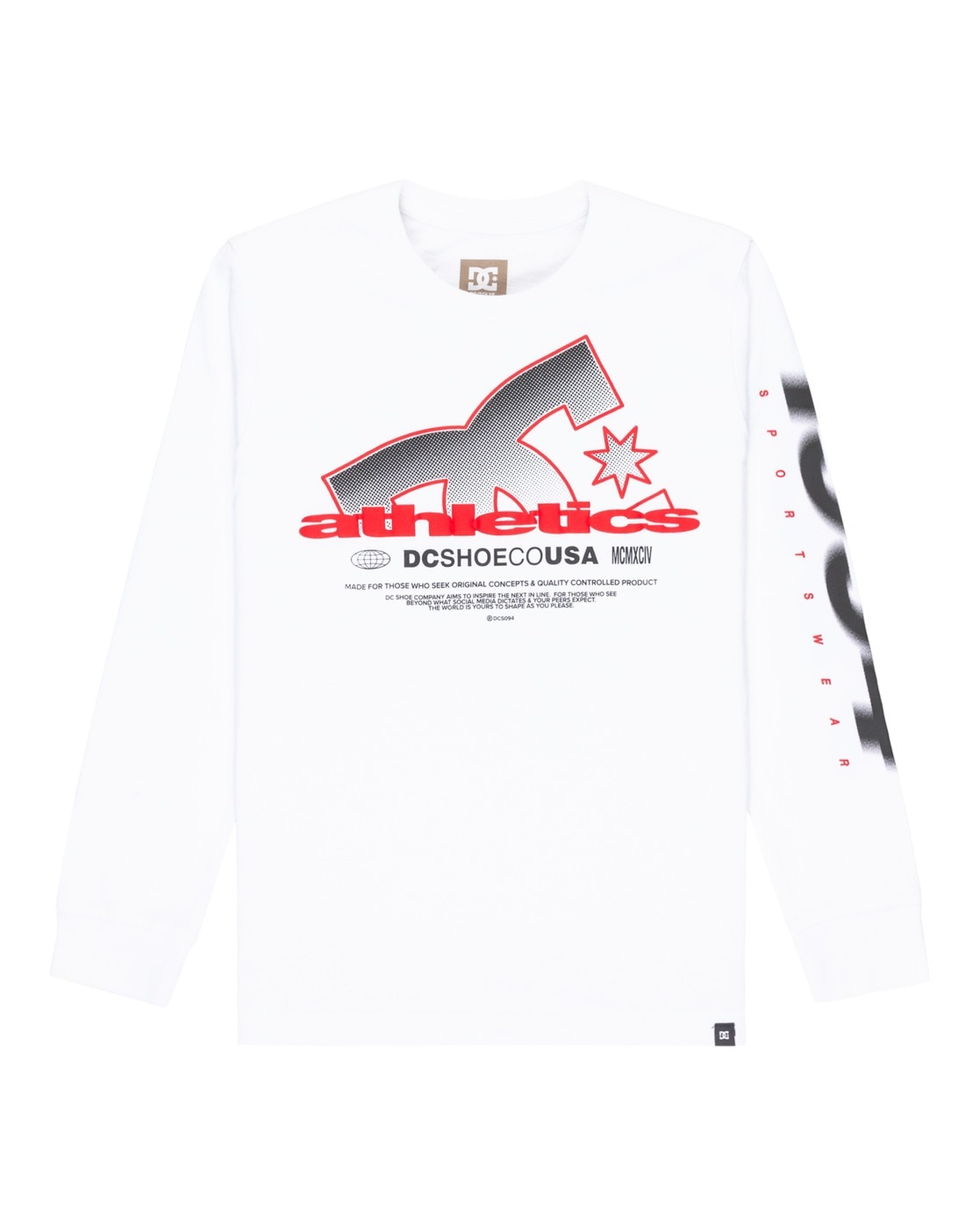 Langarmshirt DC SHOES "Slathletic", Kinder, Gr. 10(140-148cm), weiß, 75% Baumwolle, 25% Baumwolle, Shirts Image