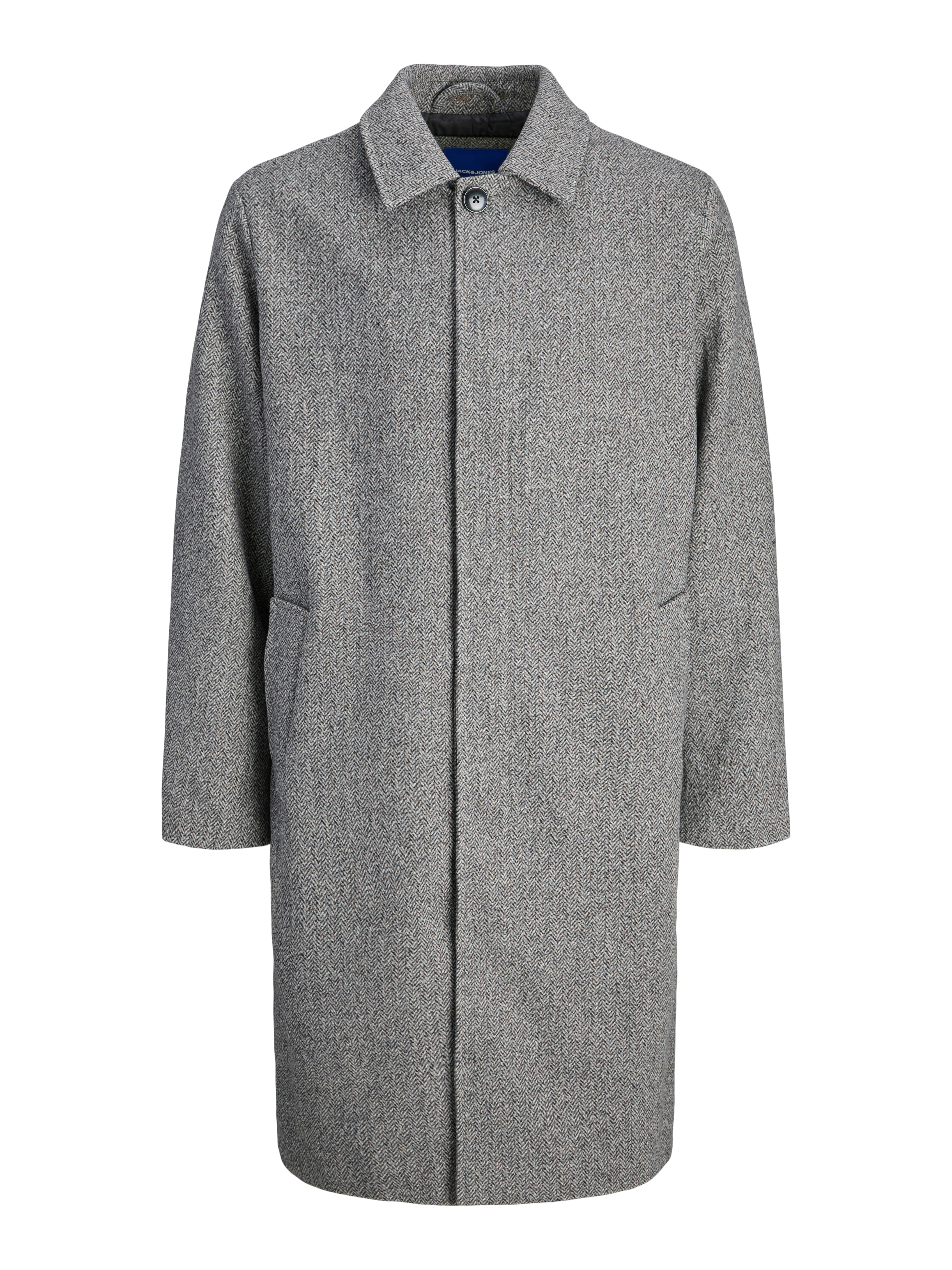 Langmantel JACK & JONES "JORNORREBRO WOOL BLEND MAC COAT", Herren, Gr. L, braun (chocolate braun checks:checks), Web, Obermaterial: 65% Polyester, 30% Wolle, 5% sonstige Fasern, kariert, regular fit normal, Mäntel