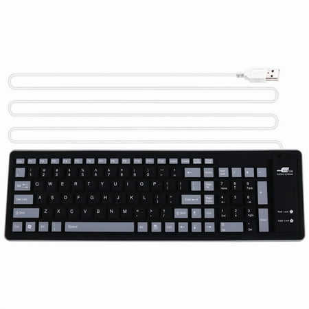 Portable Silent Foldable Silicone Keyboard Usb Flexible Soft Waterproof Roll Up Keyboard for Pc Laptop 1 x Keyboard Black