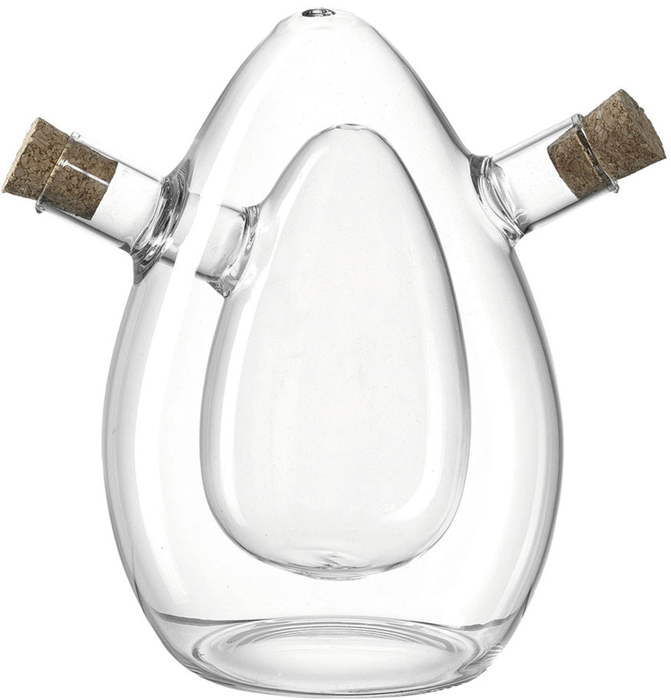 Menage-Set LEONARDO "CUCINA", transparent (klar), B:11cm H:16cm Ø:11cm, Menage-Sets, Essig/Öl Flasche 2in1, 15,7 cm Image