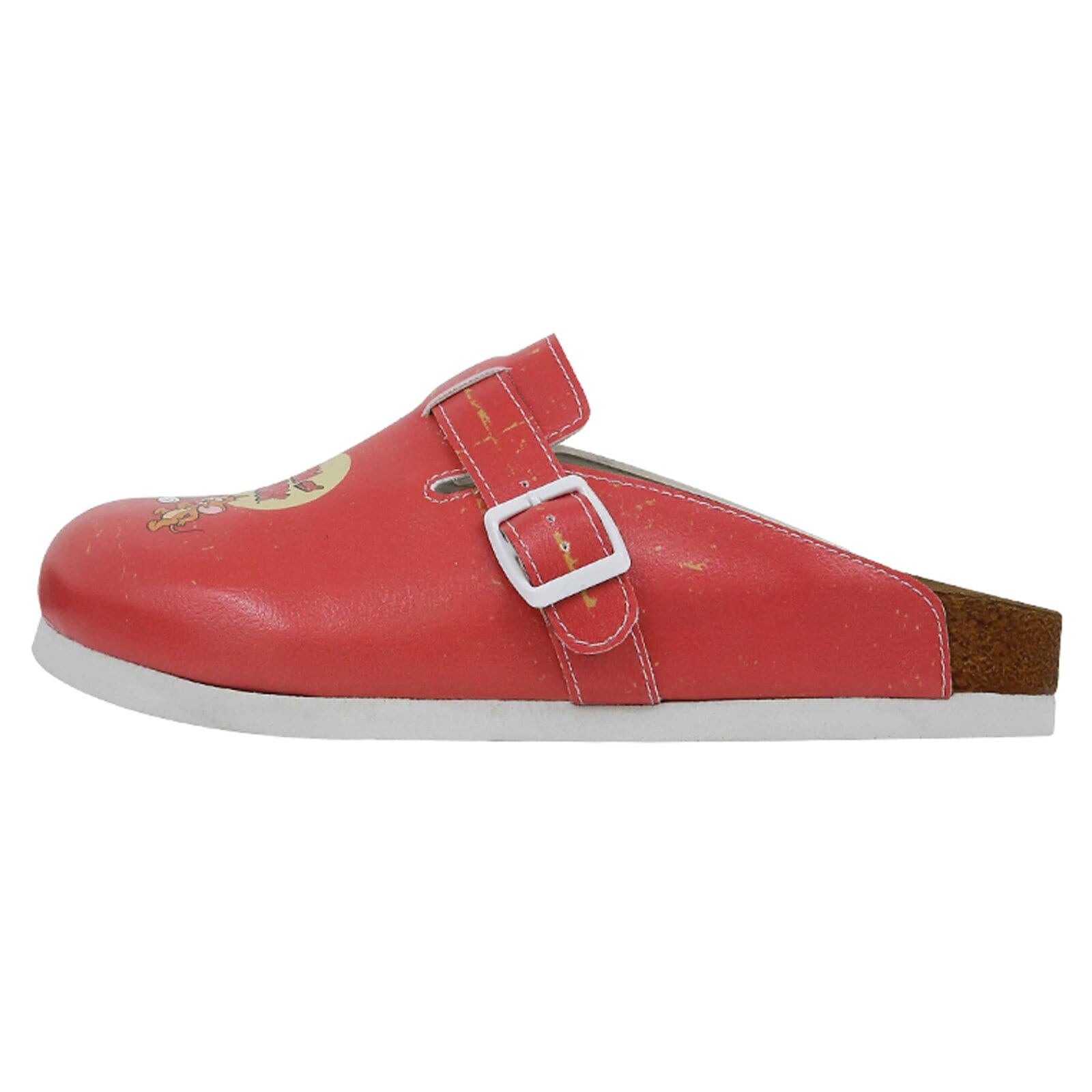 Hausschuh DOGO "Comfie Pantoletten Hausschuhe Tom & Jerry Damen Sandalen", Damen, Gr. 37, Normalschaft, rot, Lederimitat, Schuhe, Handgefertigt