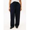 Anzughose TOMMY HILFIGER CURVE "CRV PUNTO RLXD STRAIGHT PANT", Damen, Gr. 50, N-Gr, blau (schwarz night navy), Web, Obermaterial: 68% Polyester, 28% Viskose, 4% Elasthan, unifarben, casual, relaxed fit, Hosen, in großen Größen