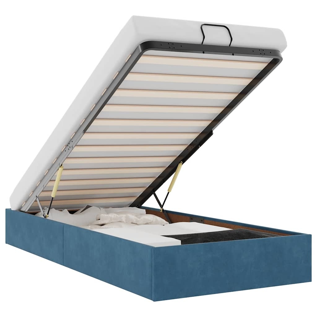 vidaXL Ottoman-Bett ohne Matratze Dunkelblau 100x200 cm Samt Image