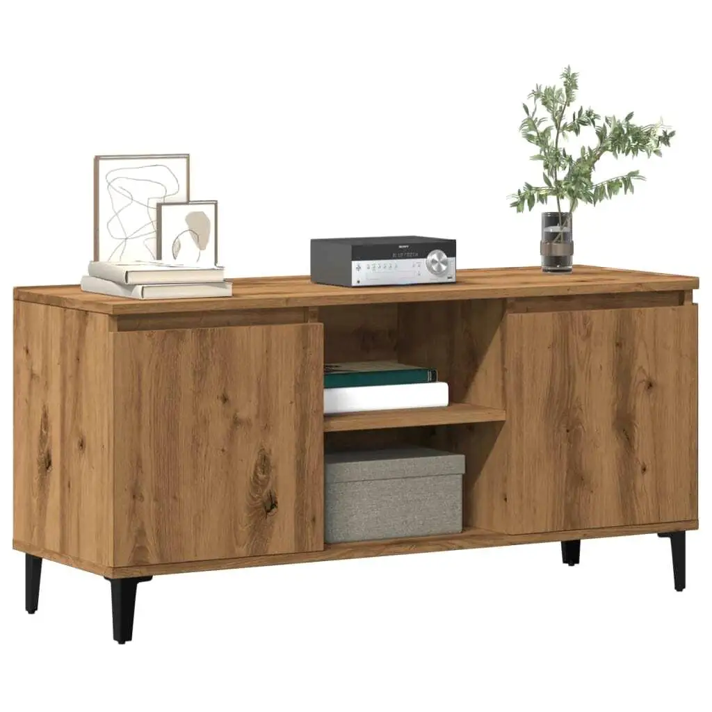 Meuble TV élégant en chêne artisanal 102x35x50 cm, matériau en bois, meubles de maison modernes