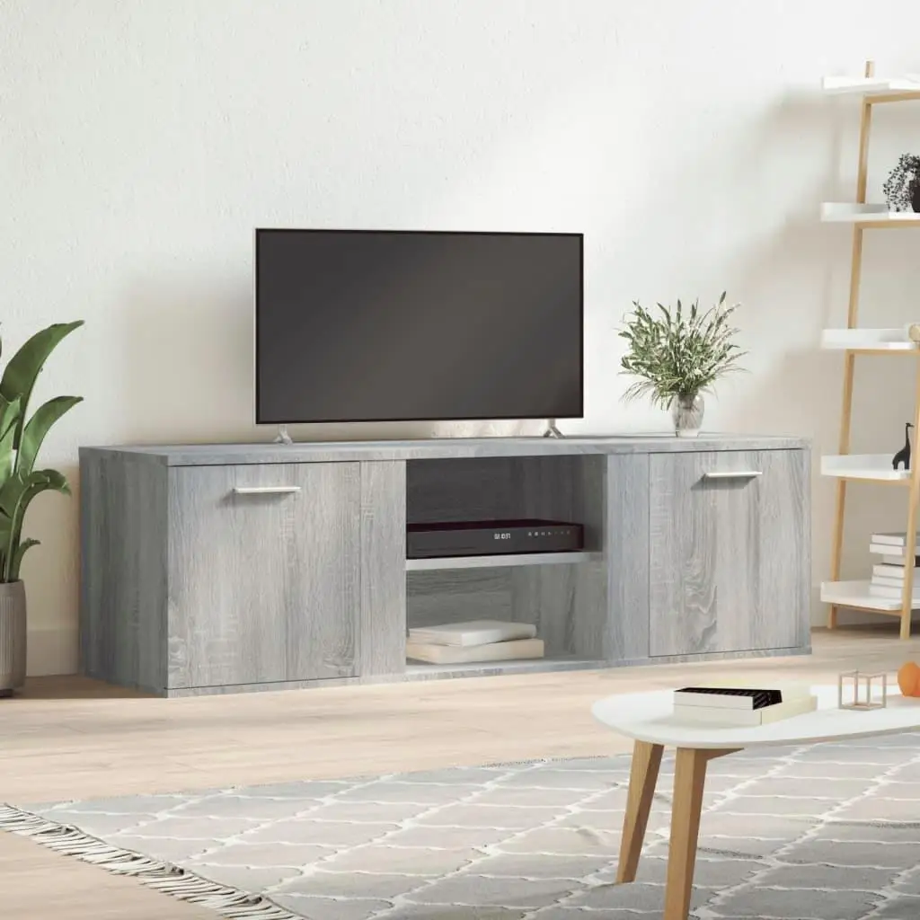 Meuble TV Sonoma gris élégant 120x34x37 cm, meuble de rangement élégant en bois Composite pour salon, Design moderne