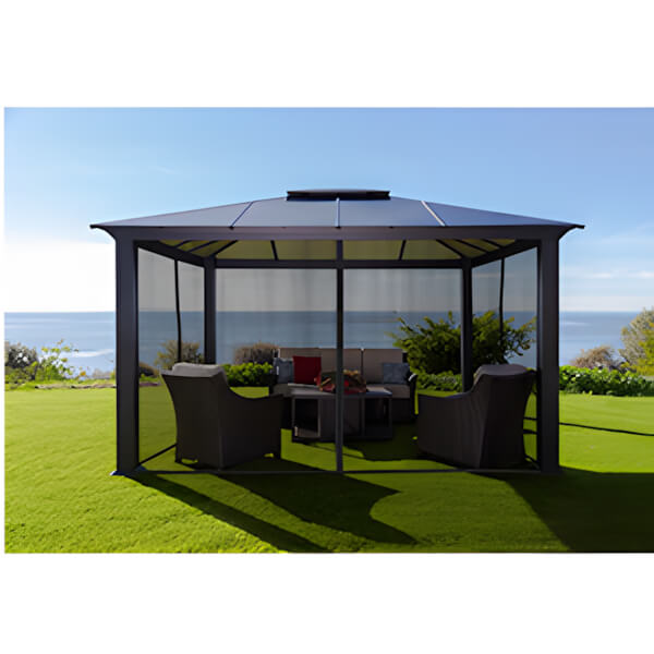 Paragon Outdoor 12 x 14 ft. Santa Monica Aluminum Gazebo with Mosquito Netting