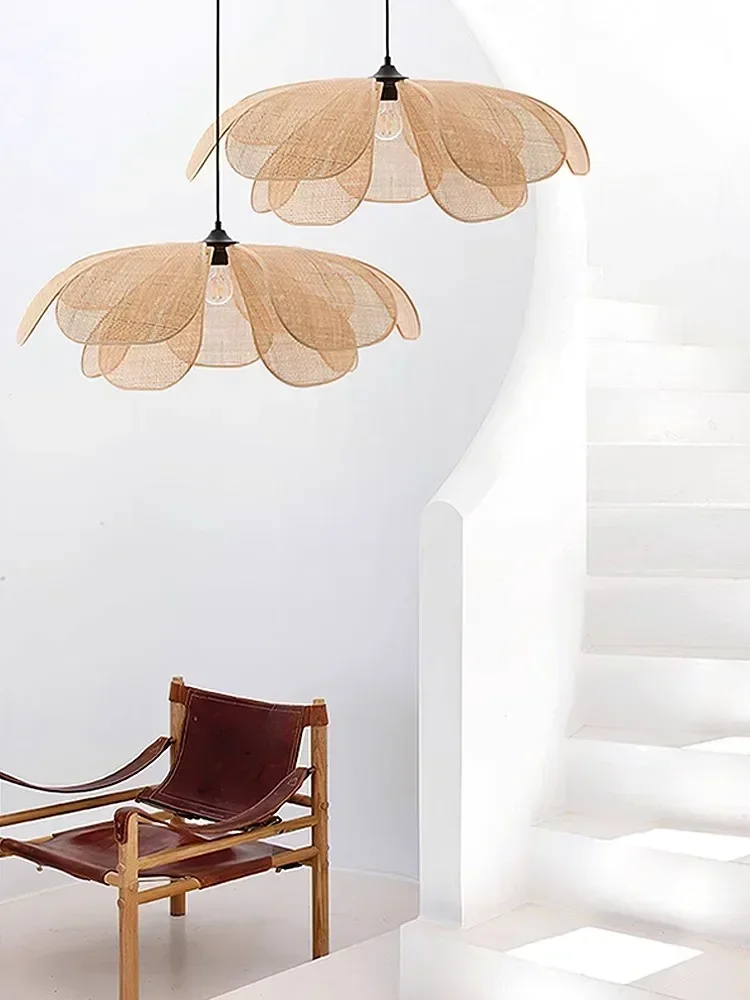 Japan Wabi Sabi E27 Handgemachte Rattan Anhänger Lichter Für Wohnzimmer Kronleuchter Bar Loft Hängen Lampe Glanz Wohnkultur Luminarias Image