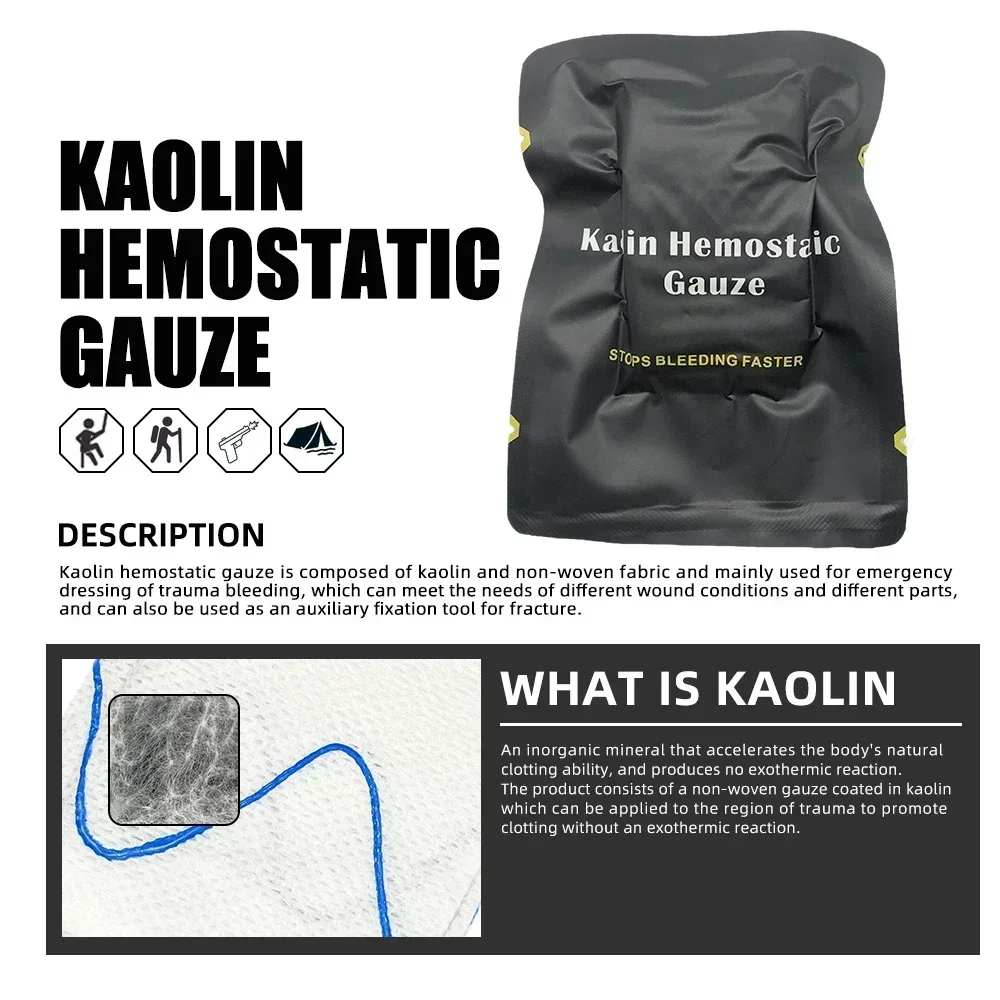 Taktische Kaolin Blutstillende komprimierte Gaze Notfall Outdoor Bindung Feste Bandage Erste-Hilfe-Set Blutungen Trauma Wundauflage Image