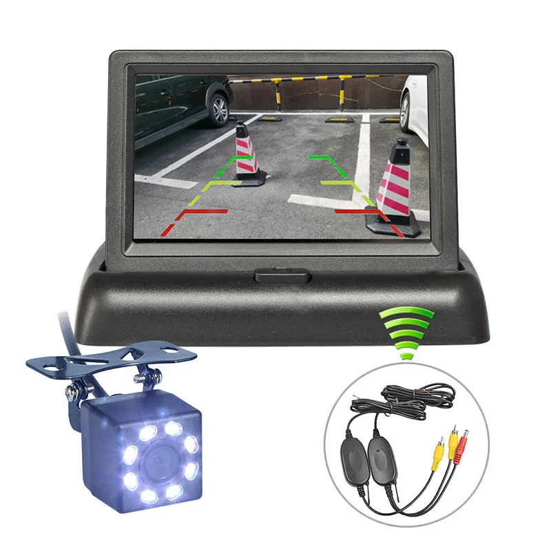 SMALUCK Drahtlose 4,3 zoll Auto Rückfahr Kamera Sicherheit Kit Auto Monitor LCD Display LED Farbe Nachtsicht Auto Rückansicht Kamera
