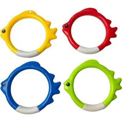 4Pcs Diving Rings Set - Underwater Swim Training Gear with Fish-Shaped Retrieval Rings, Floatable PVC Pool Toys Adults/Kids Game