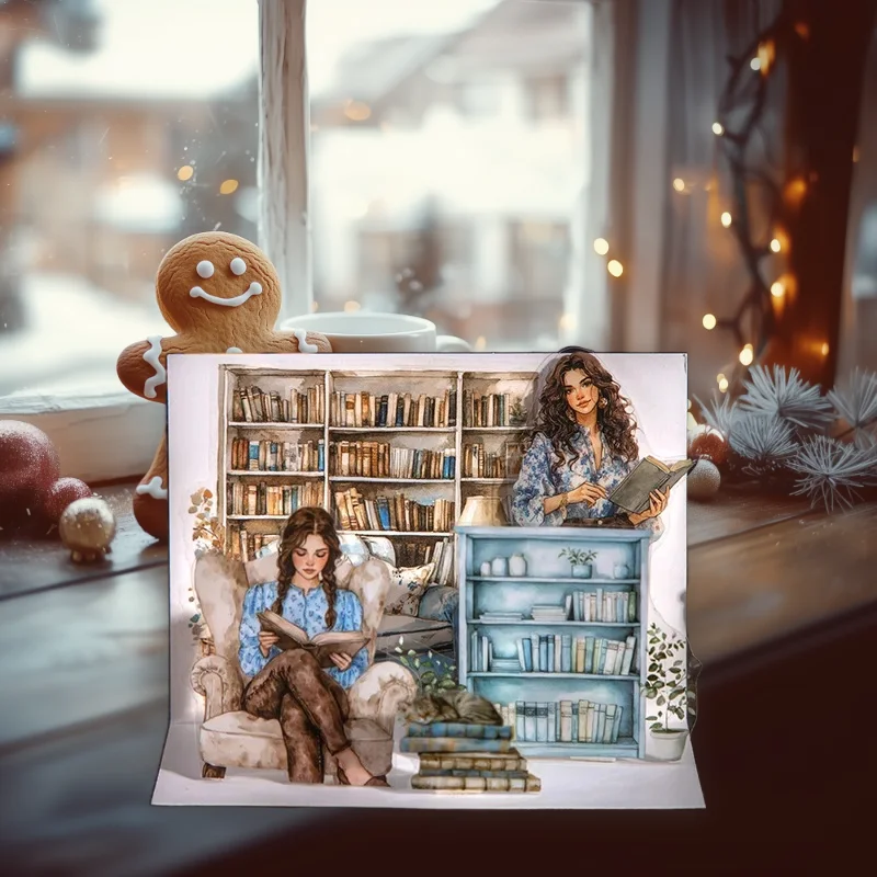 1 Packung/2 Pack 4 Stile Dual Material Aufkleber Buch Vintage Dekoration Lesen Wöchentlich Serie für Journal Collage Basis Image