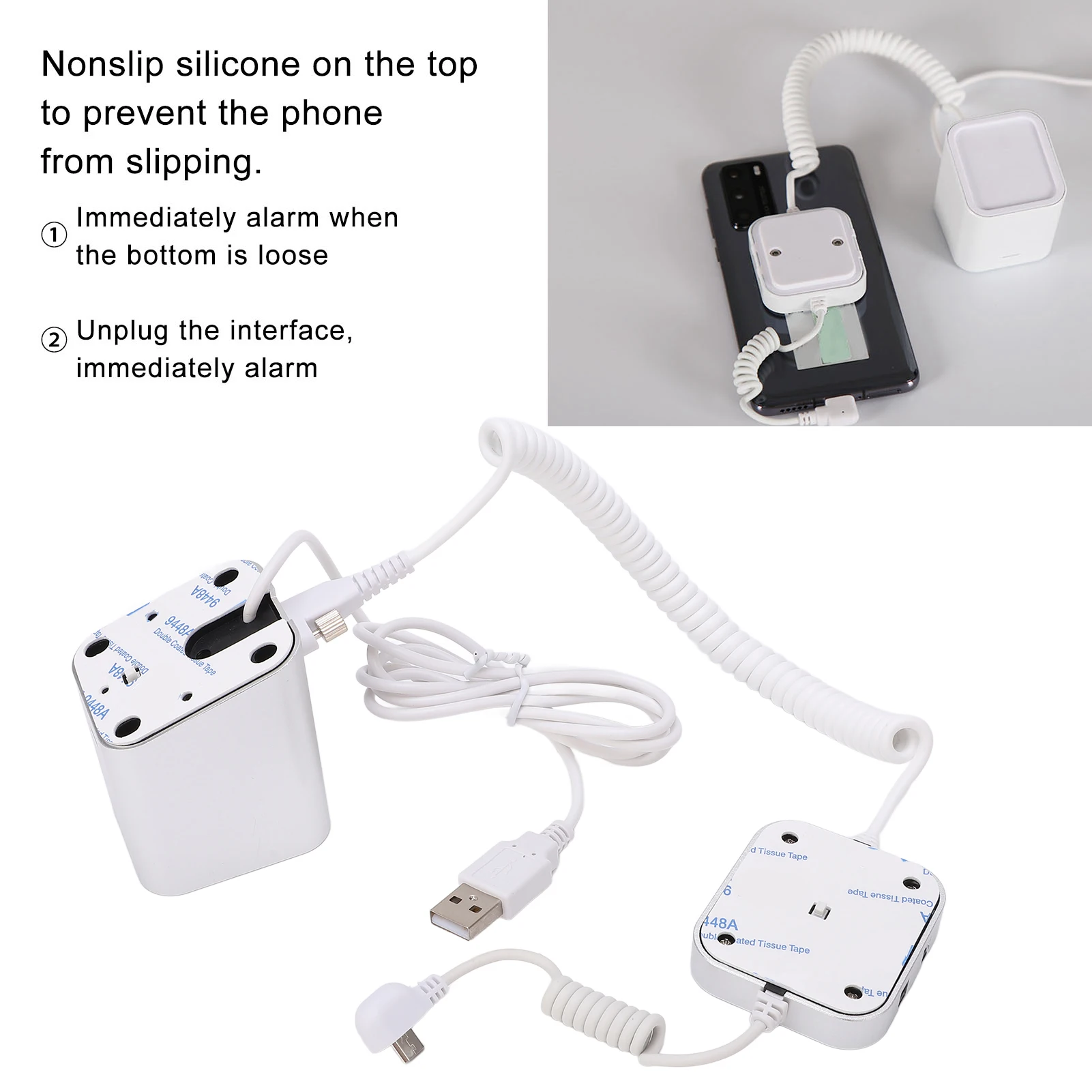 Anti-Diebstahl-Telefonständer, stilvolles Design, rutschfestes Silikon, hochempfindlicher Handy-Sicherheitsalarmständer für die Ausstellung