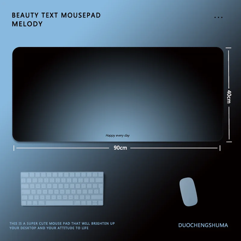 Premium-Mauspad mit Farbverlauf von Morandi, minimalistisch, Windblau, Schwarz, supergroßes Gaming-Schreibtischunterlage mit einfarbiger Bürotastatur Image