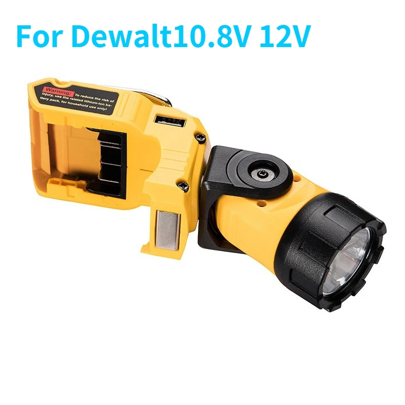 Taschenlampe LED-Arbeitsleuchte für Dewalt 10,8 V-12 V Li-Ionen-Akku DCB124 DCB120 DCB123 wiederaufladbare drehbare Taschenlampen für den Außenbereich