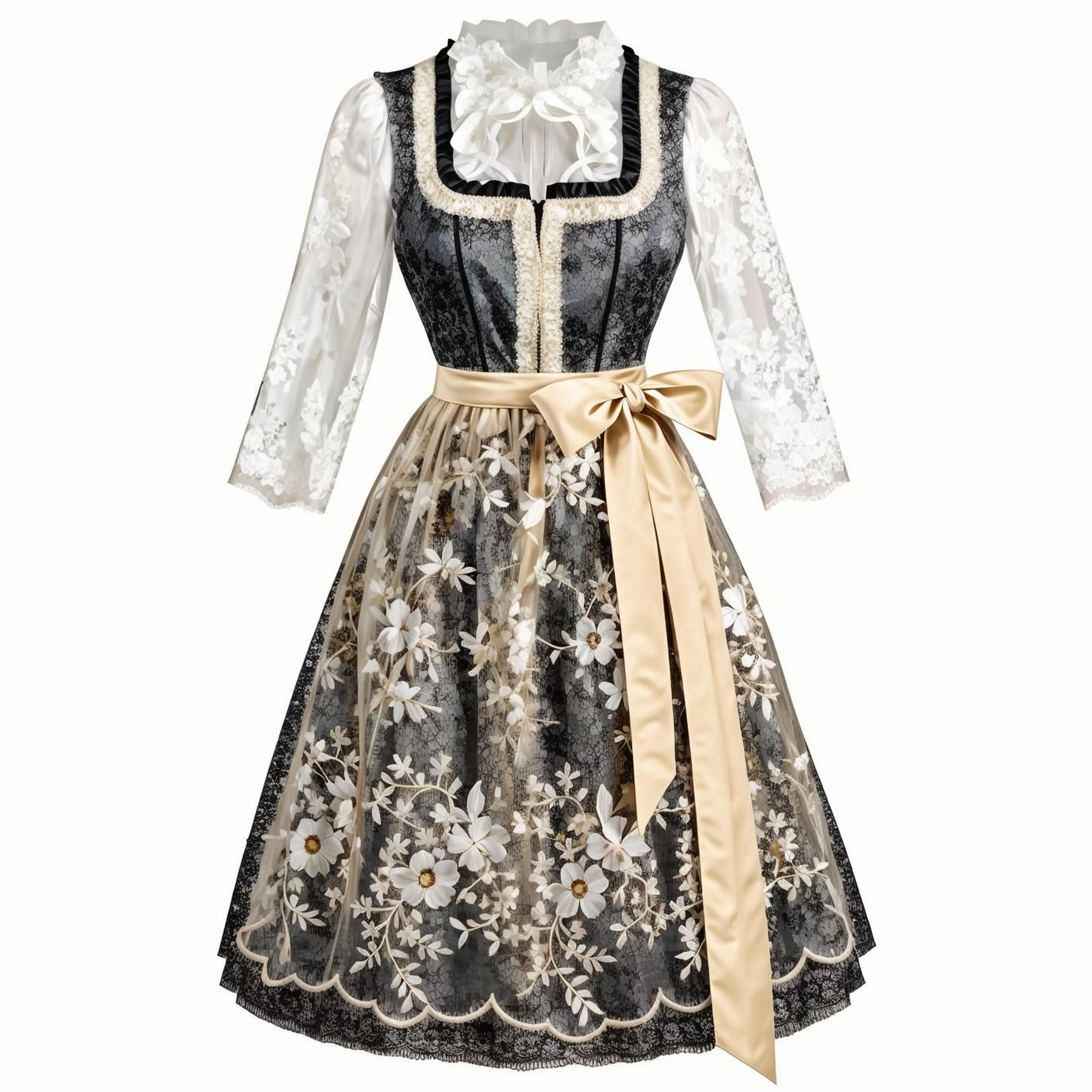 Mittelalterliches Deluxe-Dirndl-Oktoberfest-Kleid für Damen, deutsches bayerisches traditionelles Bierkleid, Halloween, Karneval, Party-Outfits Image