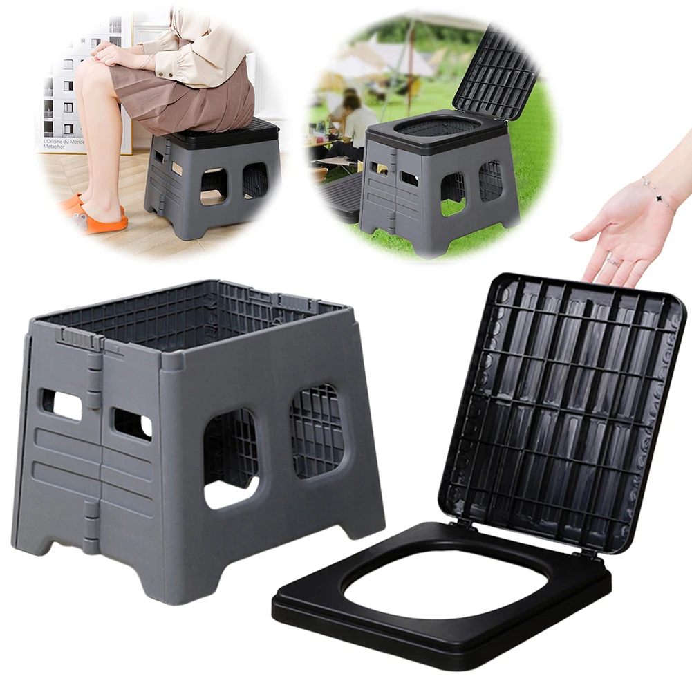 Tragbarer Camping-Toilettensitz, bewegliche Autotoilette, faltbare Autotoilette, leichte, zusammenklappbare Campingtoilette für den Einsatz in Notfällen bei Erwachsenen