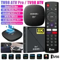 TV98 ATV/ATV Pro Android TV Box 2.4G + 5G Dual WiFi BT4.0/BT5.0 Set telecomando vocale Top TV Box HD 8K 4K Lettore multimediale digitale