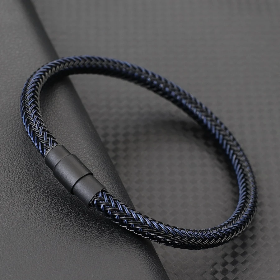 Einfache Kiel Draht Seil Armband Männer Edelstahl Magnet Verschluss Wrap Armband Freundschaft Outdoor Schmuck Ehemann Geschenk Zubehör Image