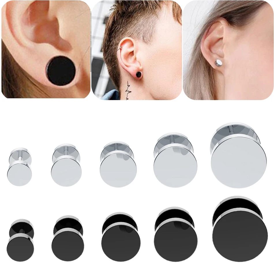 2 Stück Edelstahl Fake Ohrstöpsel Ohrstecker Keilschmuck für Frauen Männer Ohrtunnel Ohrring Piercings Körperschmuck 6mm-14mm Image