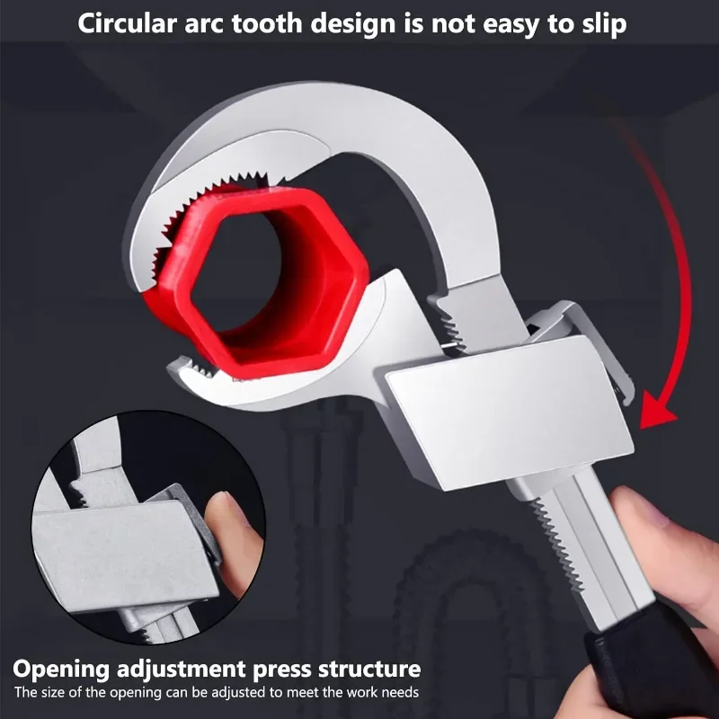 Verstellbarer Schraubenschlüssel, universeller doppelseitiger Schraubenschlüssel aus Aluminiumlegierung, Schraubenschlüssel für Badezimmer, Sanitär, Wasserhahn und Waschbecken, Reparaturwerkzeuge