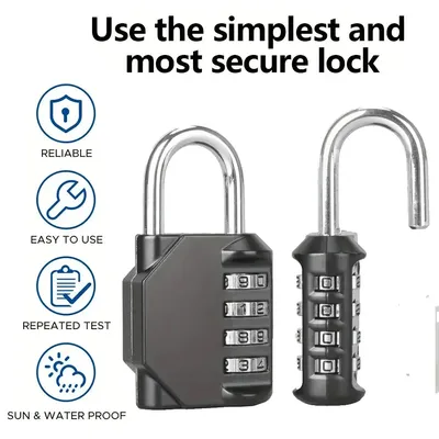 4 Digit Combination Padlock 1PC Resettable Heavy Duty Waterproof Code Lock for Outdoor Gate Locker Storage Travel Use