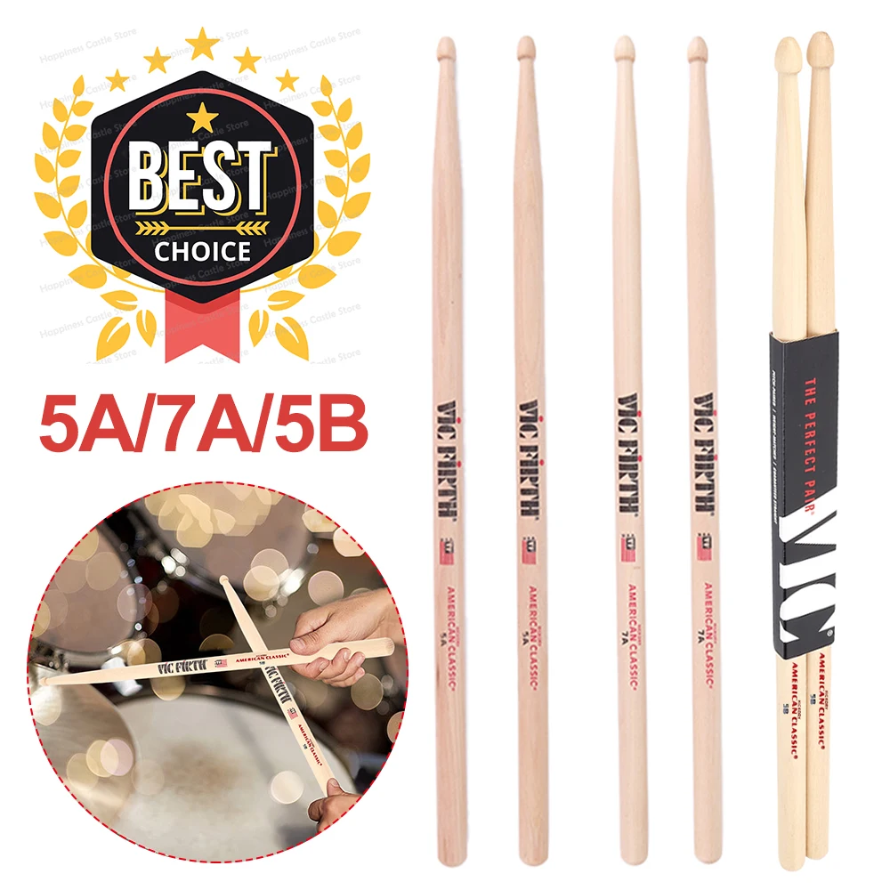 2 Stück Drumsticks 5A/7A/5B American Hickory Drumsticks Schlägel Jazz Drum Sticks Percussion Drum Sticks für akustische/elektronische Trommel Image