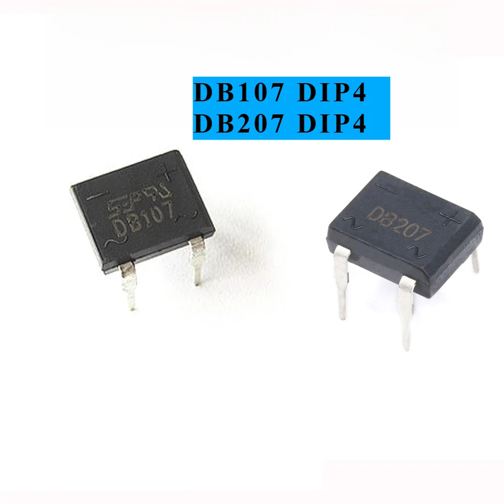 10/20/50PCS Gleichrichterbrücken Diode DB107 1A 1000V DIP4 DB207 2A 1000V DIP4 Einphasige Leistungselektronikkomponenten Image