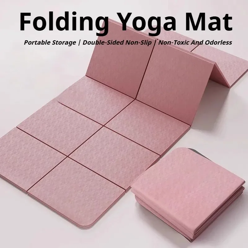 Foldable Yoga Mat Eco Friendly Tpe Folding Travel Fitness Exercise Double Sided Non-Slip For Pilates & Floor Workouts