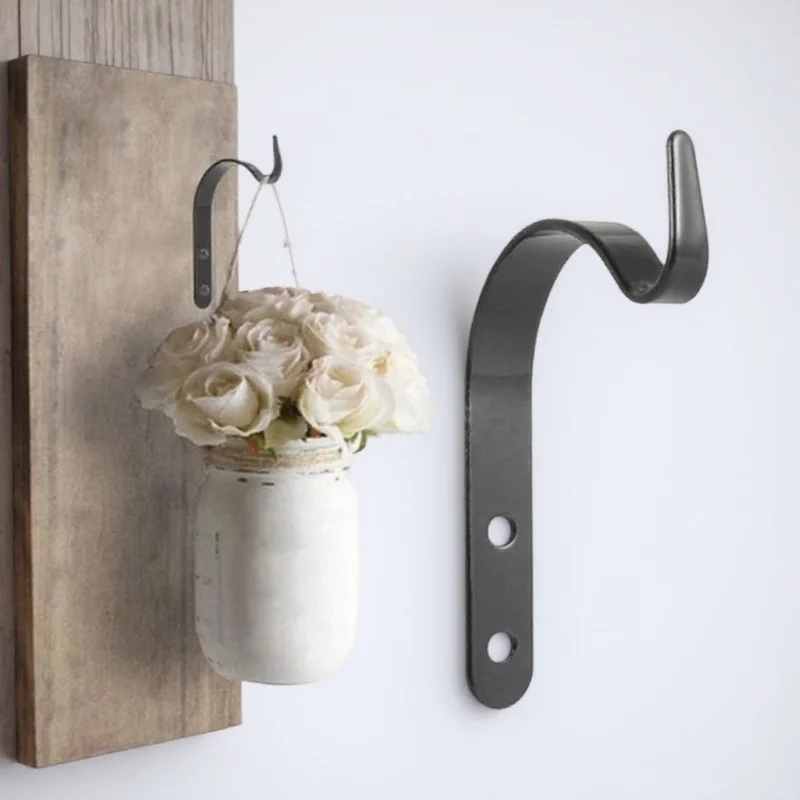 1/4/8 Stück robuste Blumentopf-Kleiderbügel aus Metall zur Wandmontage, Kleiderhaken für Outdoor-Indoor-Dekoration, Heimwerker-Hardware Image