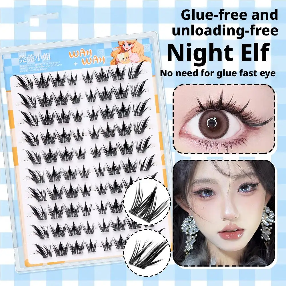 Kleberfreie falsche Wimpern, großes Fassungsvermögen, koreanischer Mädchenstil, natürlich, dünn, einfach anzubringen, wiederverwendbar, segmentierte falsche Wimpern Image