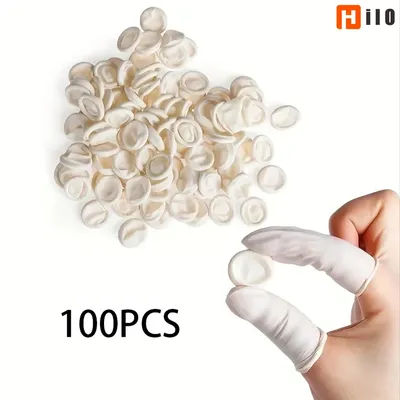 Hilo 100Pcs Disposable Fingertips Protector Gloves Natural Rubber Non-slip Anti-static Latex Finger Cots Fingertips Durable Tool