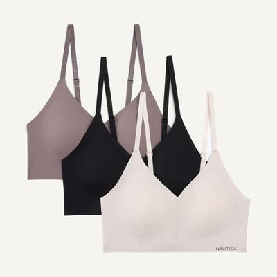 Nautica Women's Gel Ribbed Bra, 3-Pack 020 (Pale Blue), S