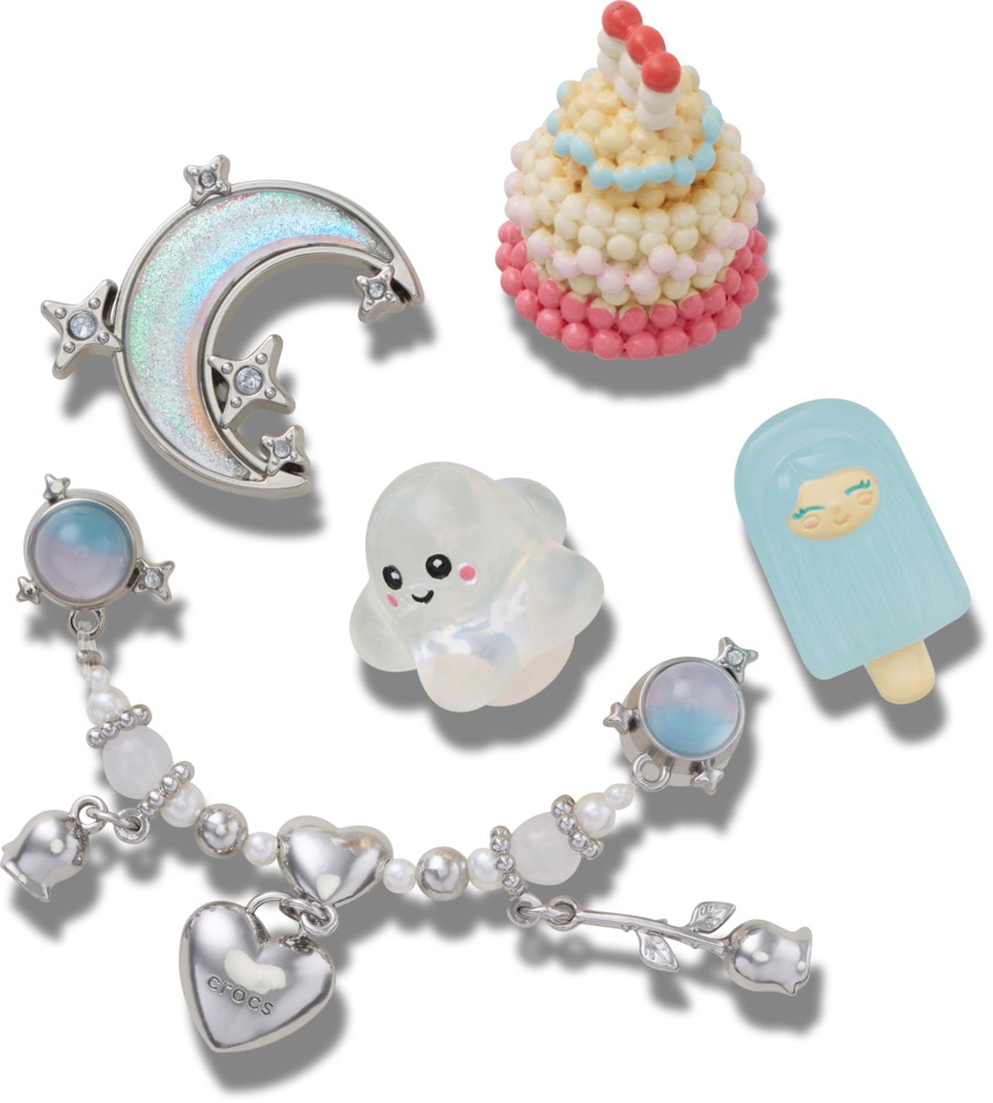 Schuhanstecker CROCS "Jibbitz™ Iridescent Summer", Kinder, bunt, Zinklegierung, Schuhzubehör Schuhanstecker, Charm, Anstecker für Crocs Schuhe