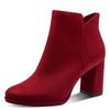 Stiefelette TAMARIS, Damen, Gr. 38, rot, Textil, unifarben, Veloursleder, elegant, Schuhe, Blockabsatz, Abendschuh, Festtagsschuh in veganer Verarbeitung