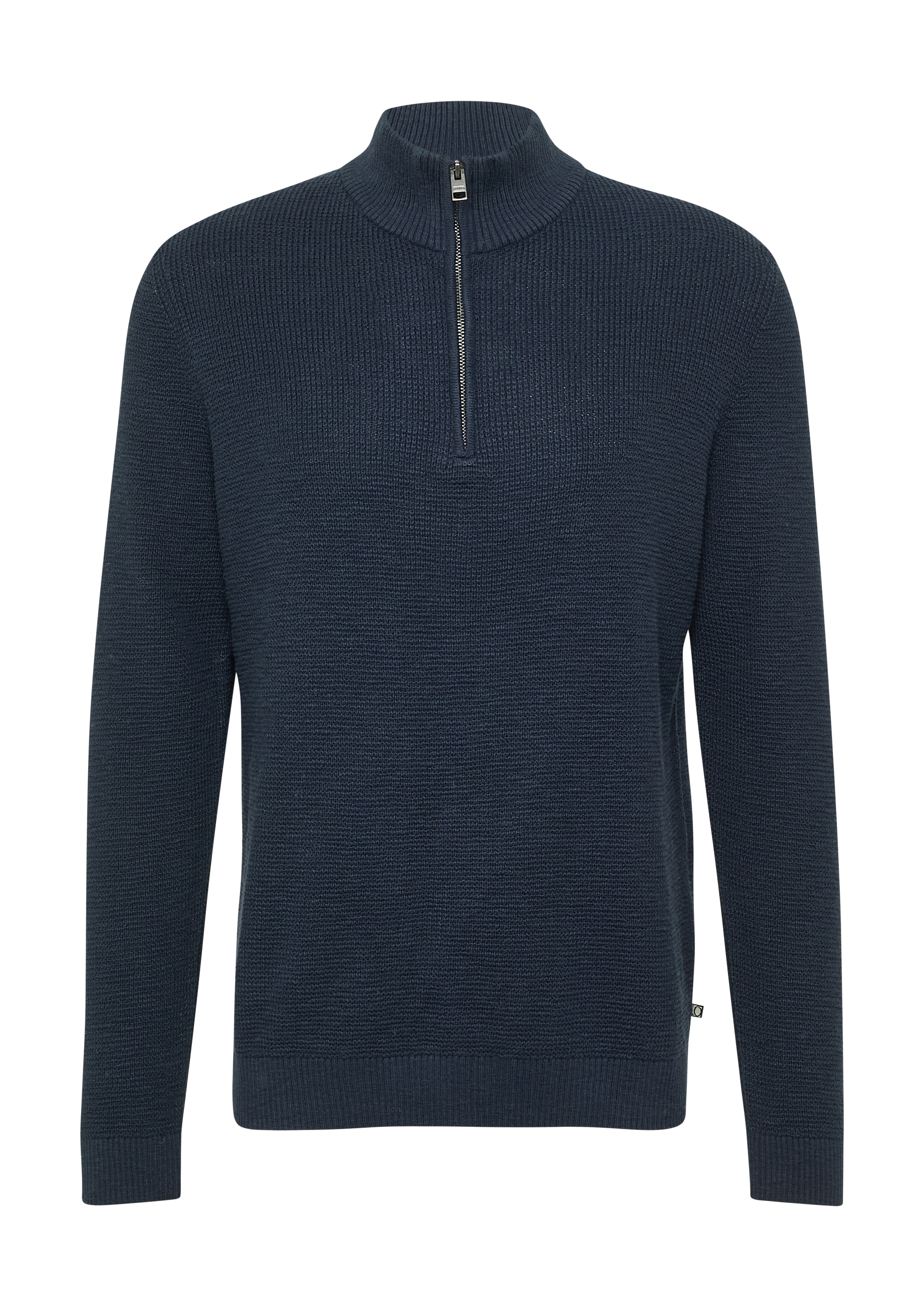 Strickpullover S.OLIVER, Herren, Gr. M, navy, Grobstrick, Obermaterial: 100% Baumwolle, unifarben, normal hüftbedeckend, Rundhals, Bündchen, Pullover, mit Zipper Image