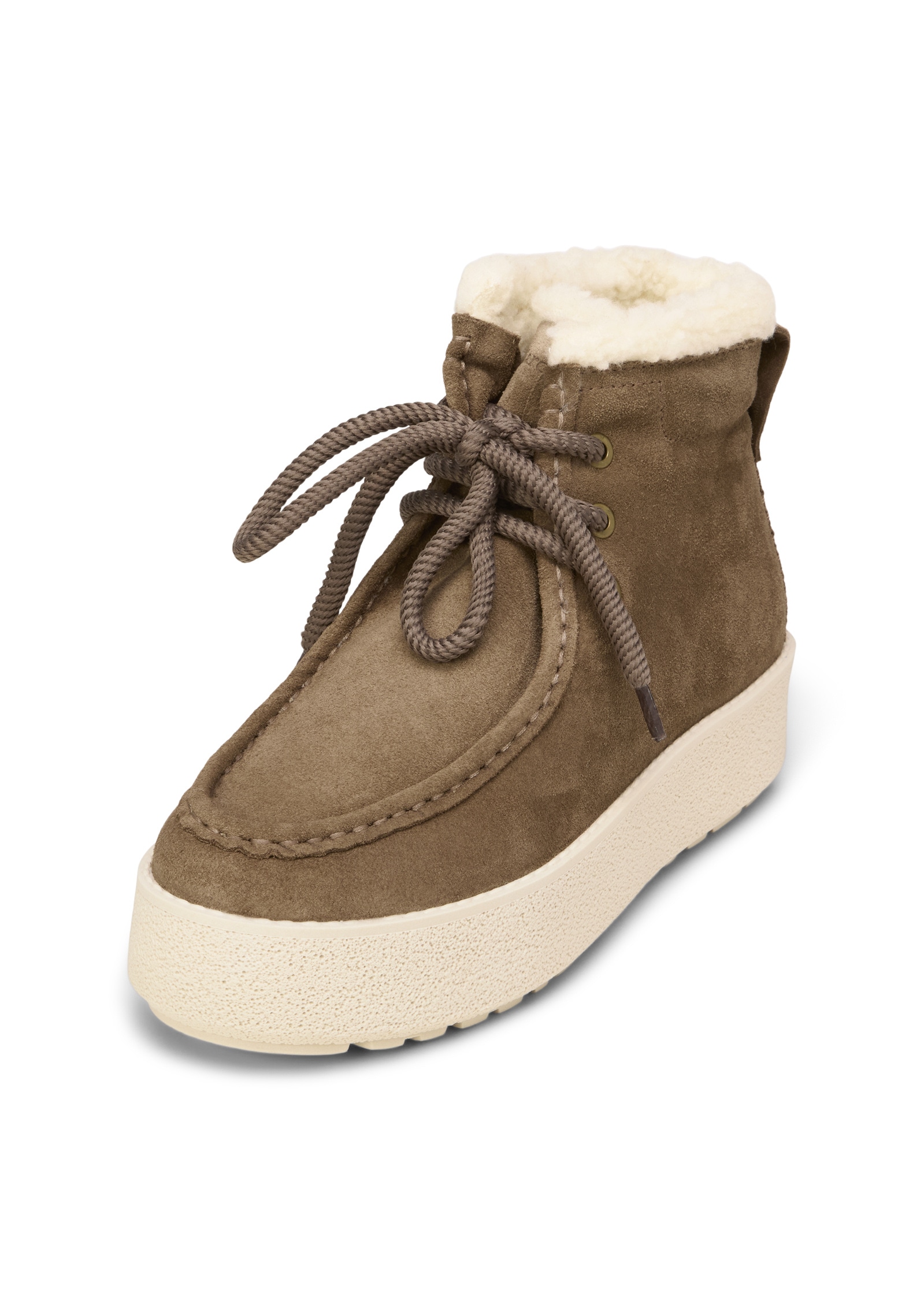 Stiefelette MARC O'POLO "mit flauschigem Warmfutter", Damen, Gr. 39, schwarz taupe, Obermaterial: 100% Leder (Rind), unifarben, Schuhe Stiefelette