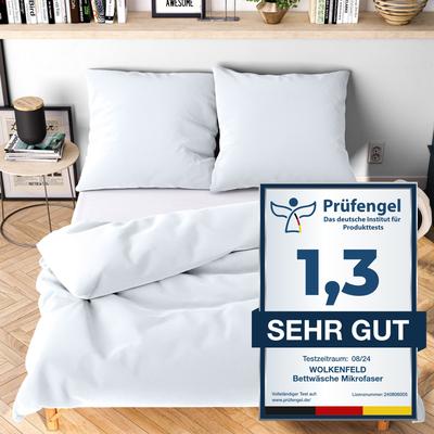 Bettwäsche WOLKENFELD "Allergiker Bettwäsche, unfassbar weich", weiß, B/L: 220cm x 240cm, 2 St., Microfaser, B/L: 80cm x 80cm & 80cm x 80cm, Microfaser, Obermaterial: 100% Polyester, Bettwäsche, 135x200 cm, 155x220 & Übergrößen I inkl. Kissenbezüge... Image
