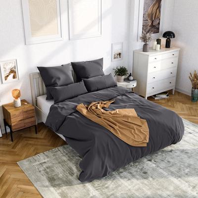 Bettwäsche WOLKENFELD "Mikrofaser 4 tlg - Allergiker Bettwäsche einfarbig - unfassbar weich", grau (anthrazit), B/L: 155cm x 220cm, 2 St., 2 St., Microfaser, B/L: 80cm x 80cm & 80cm x 80cm, Microfaser, Obermaterial: 100% Polyester, Bettwäsche,... Image