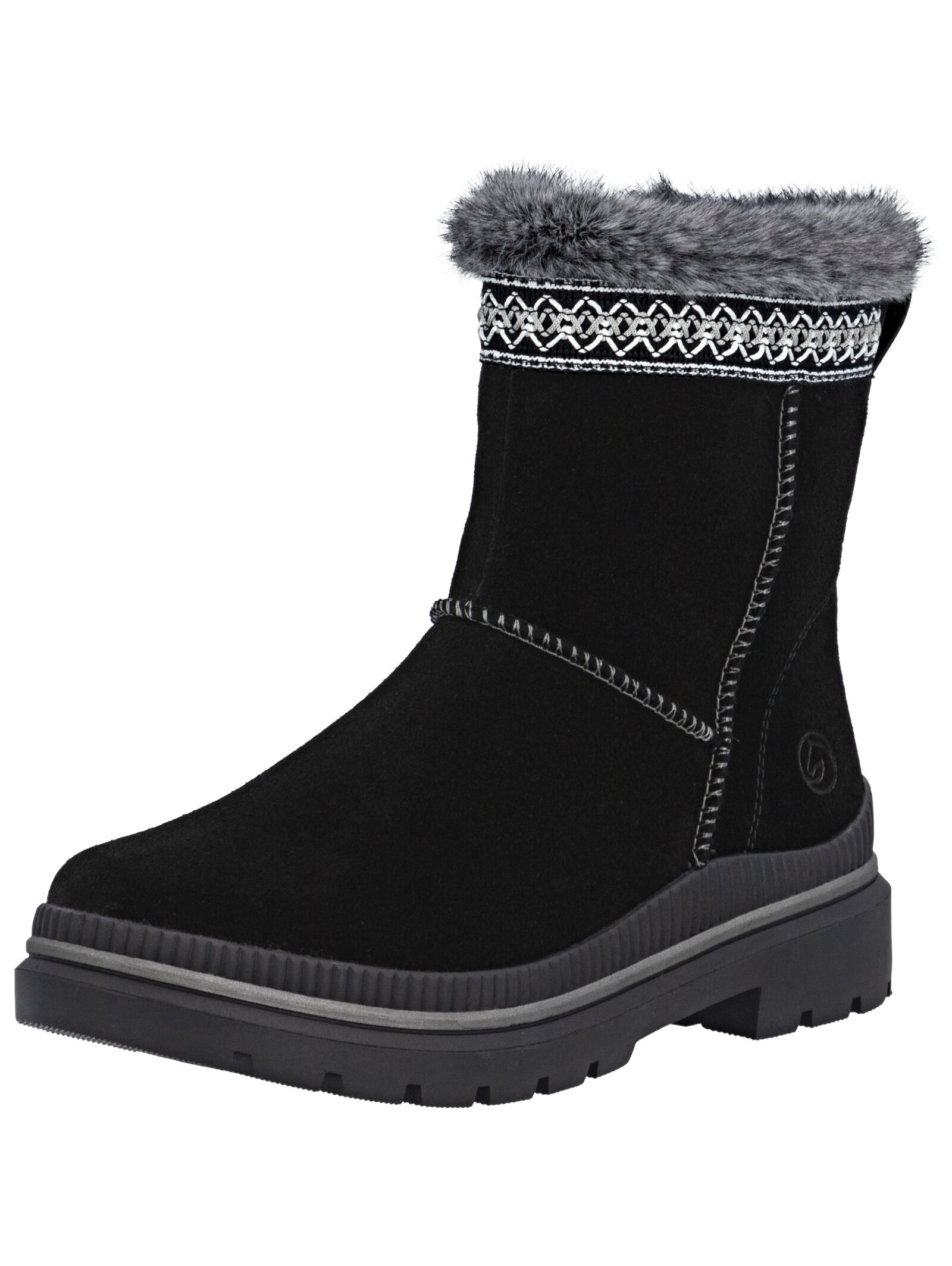 Stiefelette REMONTE "Remonte Stiefelette Veloursleder", Damen, Gr. 39, schwarz, grau, Veloursleder, Schuhe Stiefelette
