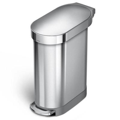 Steel 12-Gallon Narrow Kitchen Trash Can with Step On Lid